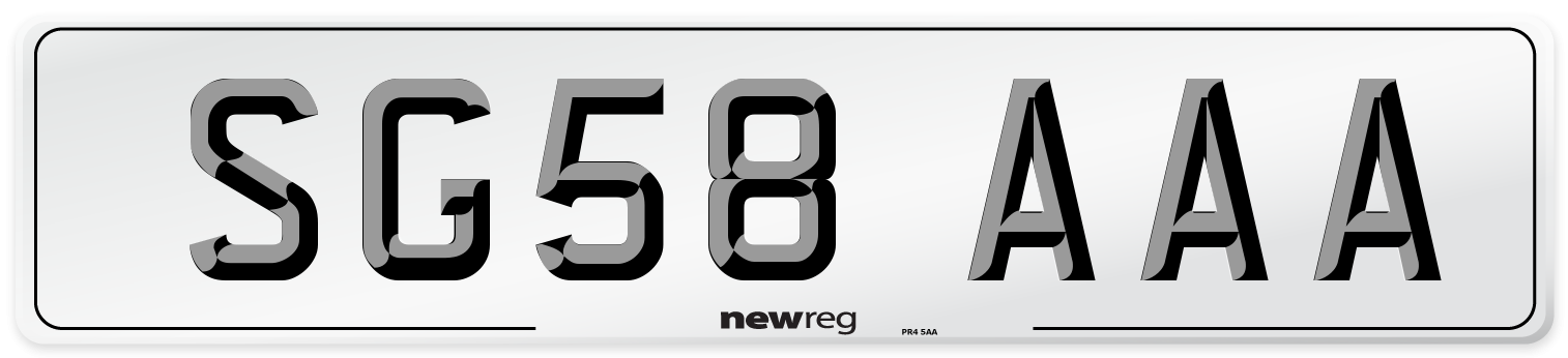 SG58 AAA Number Plate from New Reg